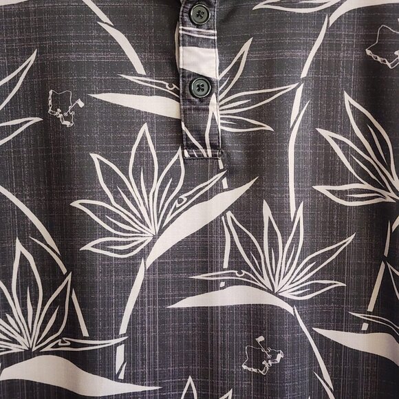 Oahu Polo Shirt Mens XS Floral Bird Paradise UV Block Performance Golf Tropical - Picture 2 of 8